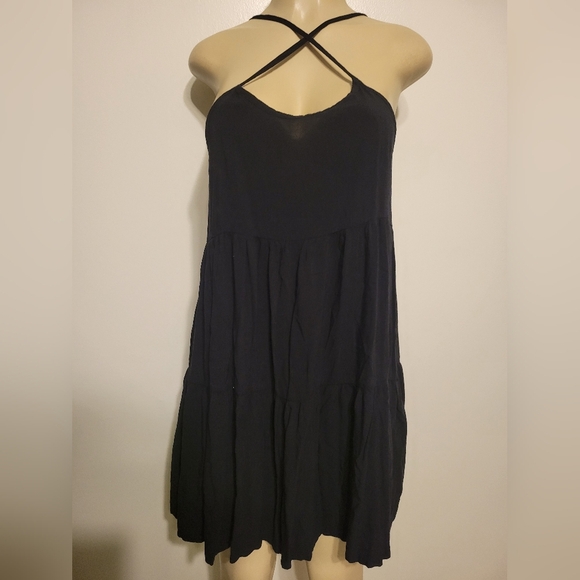 Exhilaration Black Mini Dress  Sundress Medium Beach Vacation Spring - Picture 1 of 4